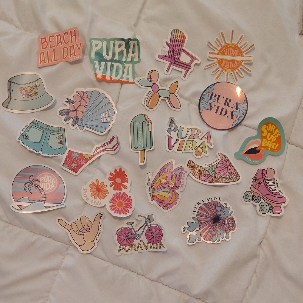 Pura Vida Pink and Blue Sticker Set Playful Accessories